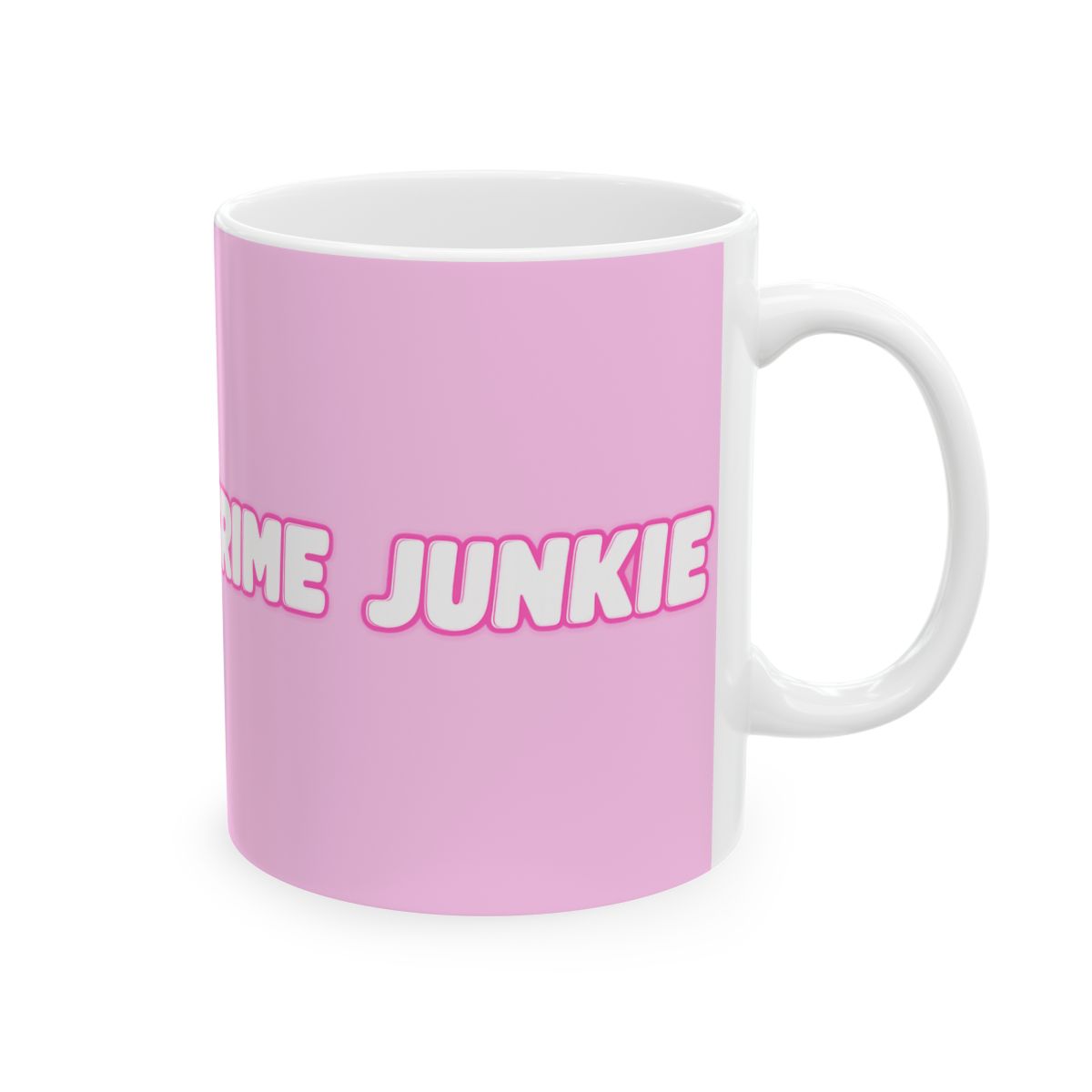 Crime Junkie pink typography Mug | true crime podcast fan mug | Crime Junkies Podcast Merch